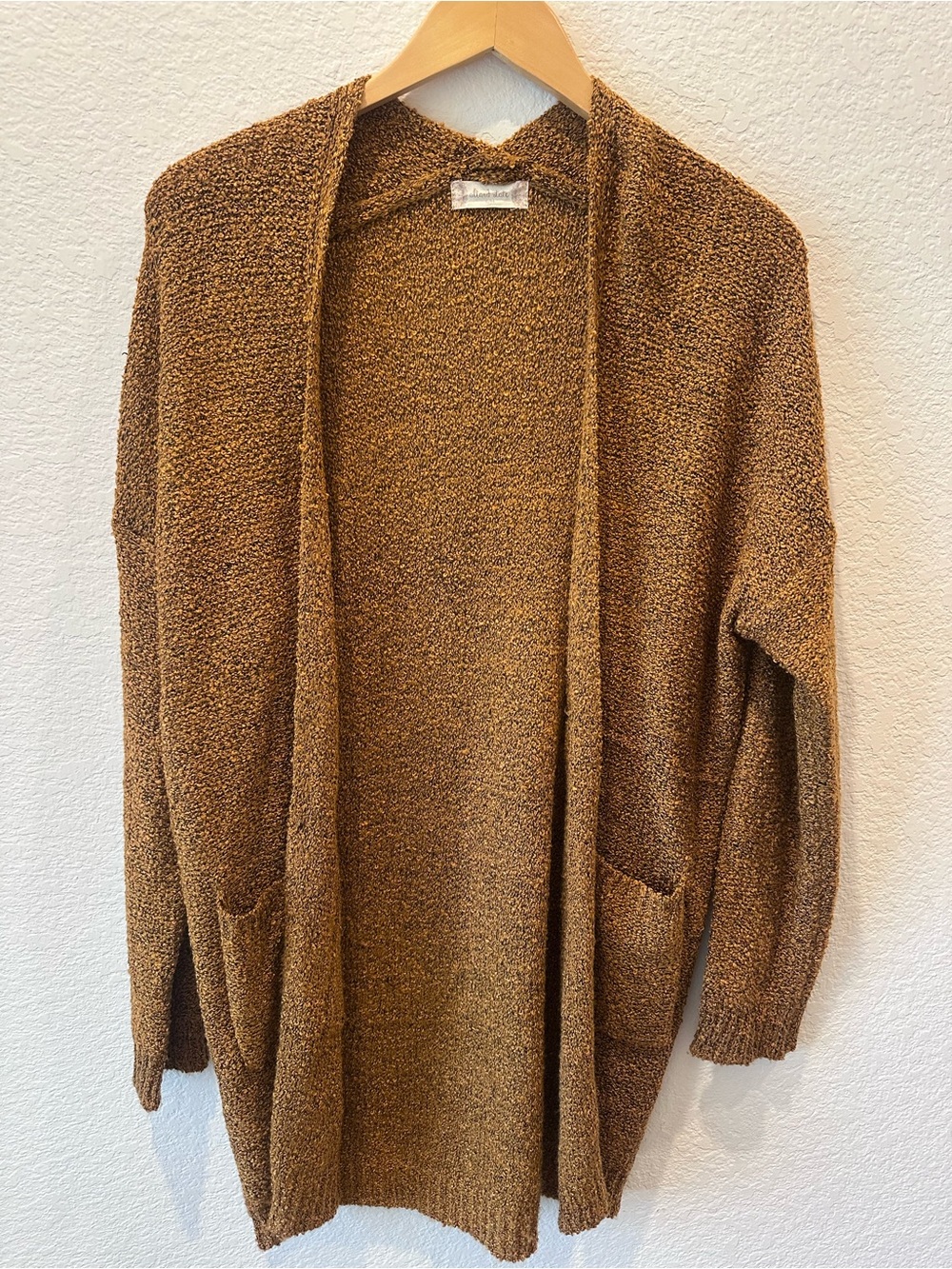 Altar'd State Cognac Brown Popcorn Knit Open Front Cardigan Sweater SM